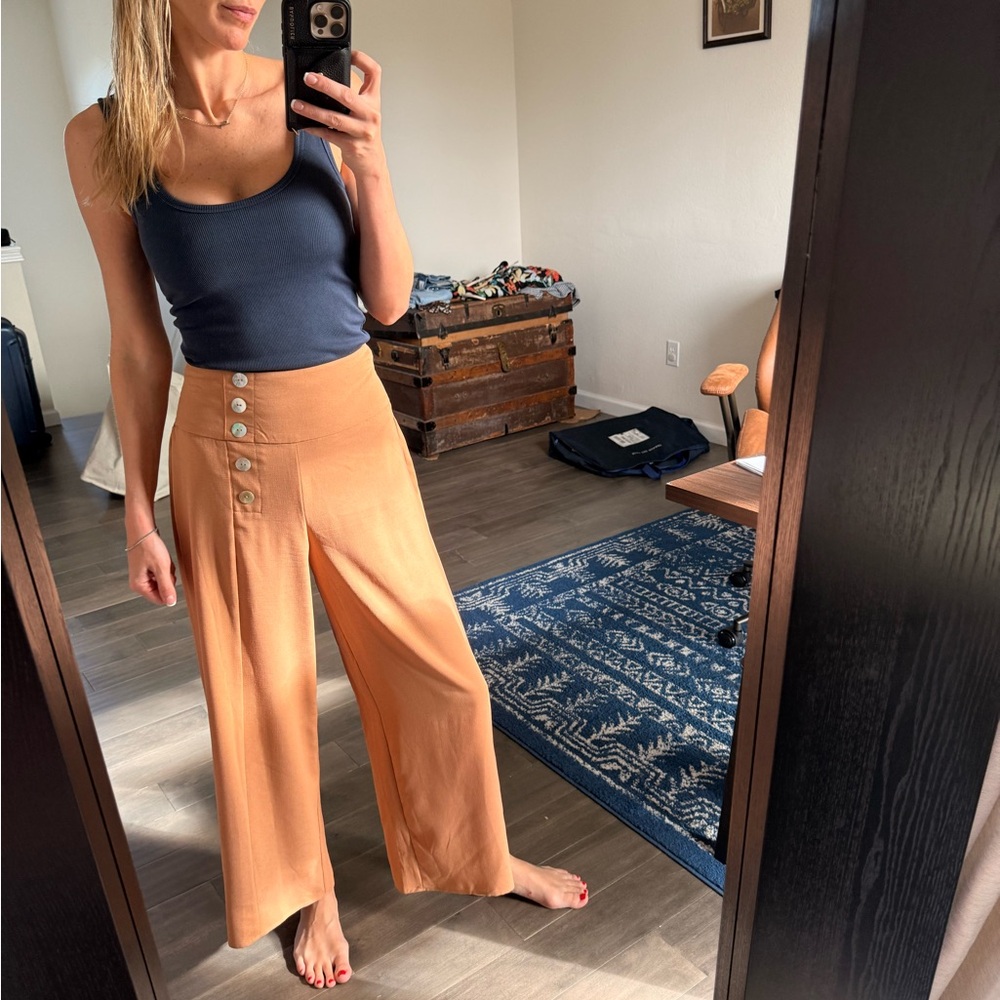 Women's Tan Wide-Leg Pants